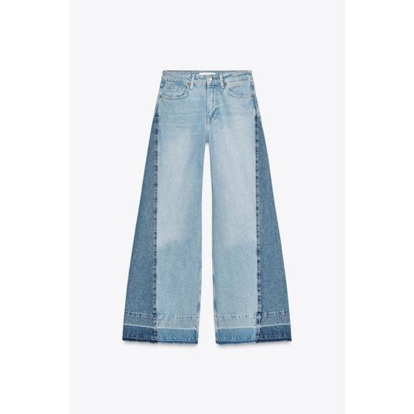 ZARA Z1975 CONTRAST MID-WAIST WIDE-LEG JEANS - Picture 7 of 9